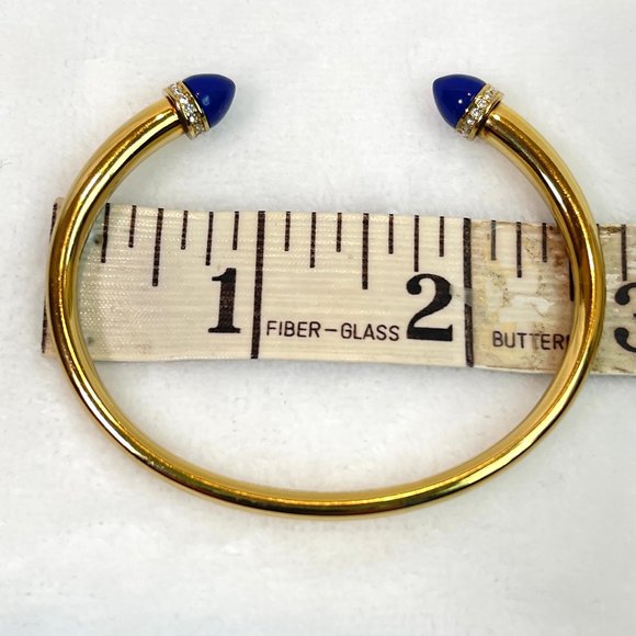 NIB Michael Kors Gold Tone/ Blue Arrow Open Cuff Lapis Stones Bracelet - Picture 7 of 13